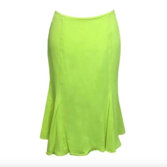 Gianni Versace Vintage Haute Couture Silk Skirt Lime Green Sz Small NWT - Picture 3 of 10